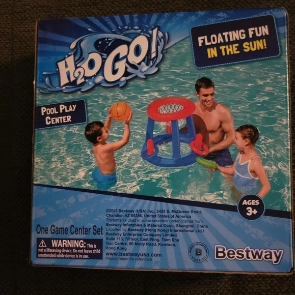 ☀H2OGO! Pool Play Game Center Inflatable Water Floating Basketball Ring Toss Set - Picture 2 of 7